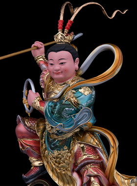 树脂家用桌面双轮太子哪吒摆件