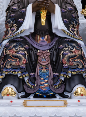 酆都大帝汉白玉实心桌面供奉摆件