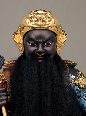 树脂彩绘拿斧王爷神像摆件