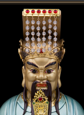 阎罗王神像纯铜彩绘摆件
