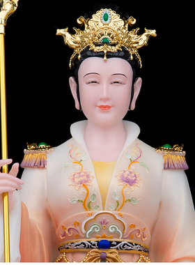 汉白玉家用玉帝王母富贵彩摆件