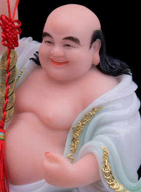 实心汉白玉复古刘海神像摆件