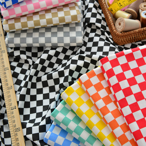 纯棉布料方格棉布格子手工diy桌布床品全棉斜纹面料彩色棋盘格 - 图2