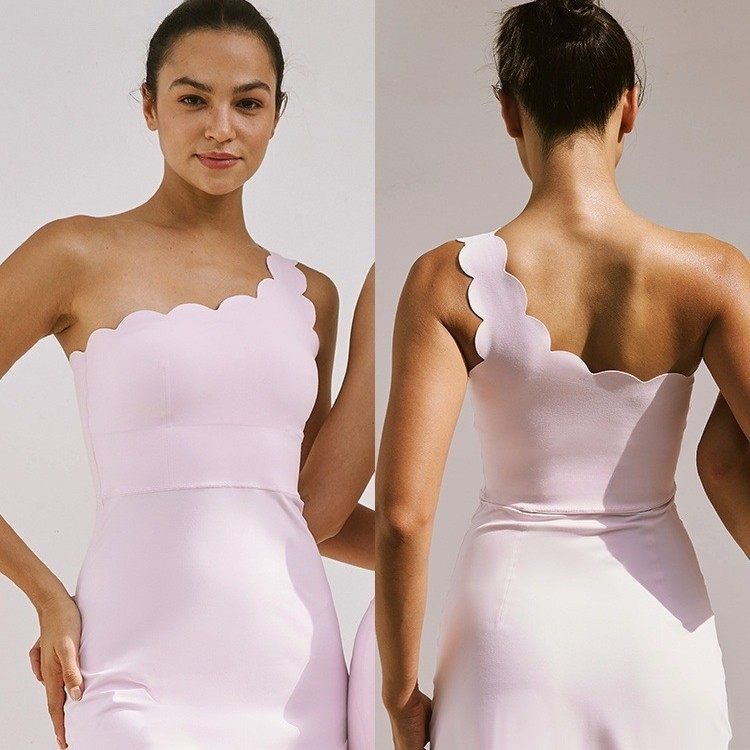 花边斜肩运动服女紧身瑜伽连体服带胸垫收腹健身高尔夫棒球网球裙,淘宝优惠券,粉丝福利购,淘宝优惠卷