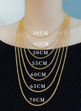 肖邦链999纯银项链女足银项链镀18K金项链锁骨链毛衣链银饰项链