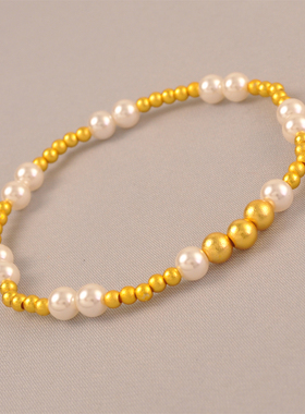 原创设计师金色珍珠满天星手链