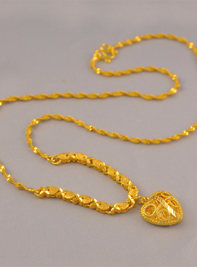 6.8克送妈妈镀24K金色项链女款鸡心项链品质吊坠仿真黄金久不掉色