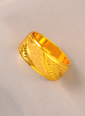 新款铜镀金龙纹男士闭口婚戒