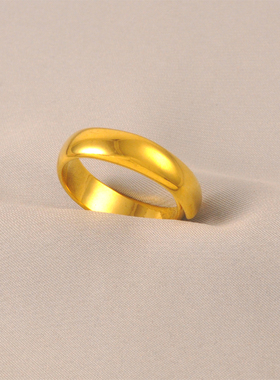 铜镀金男士开口简约结婚戒指