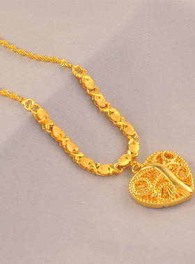 新中式爱心吊坠水波链项链女款