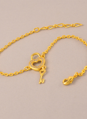 新款铜镀金爱心锁扣女款手链