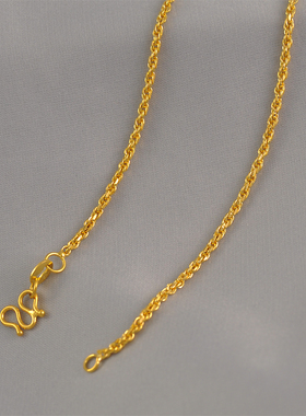 意大利工艺~简约项链镀24K金色麻绳小项链金色链子久不掉色男女款