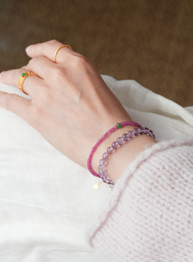 shannai原创天然极细红宝石手链