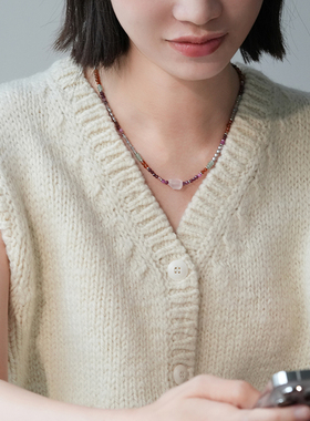 shannai原创中式国风粉水晶项链