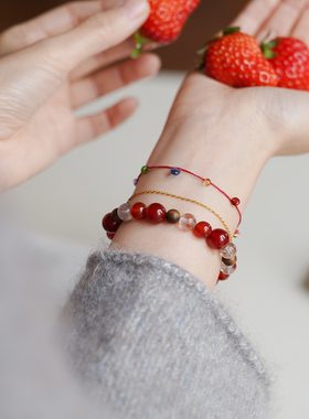 shannai原创红玛瑙沉香水晶手串