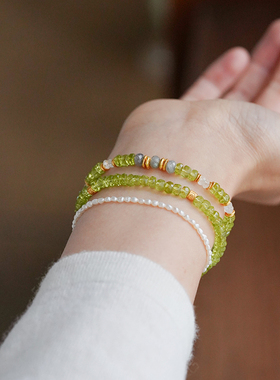 shannai原创天然橄榄石手串手链