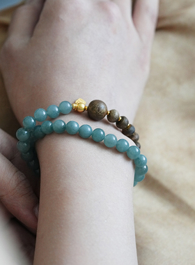 山晓·原创奇楠沉香翡翠双圈手串