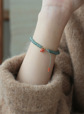 山晓·原创天然蓝水翡翠南红手串