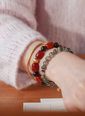 shannai原创天然绿幽灵水晶手串