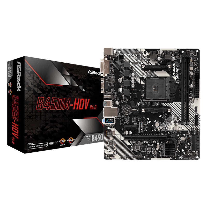 ASROCK/华擎 B450M-HDV R4.0台式电脑游戏主板支持5500 5600 5600 - 图0