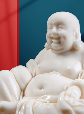 实心瓷弥勒佛车载摆件限量版