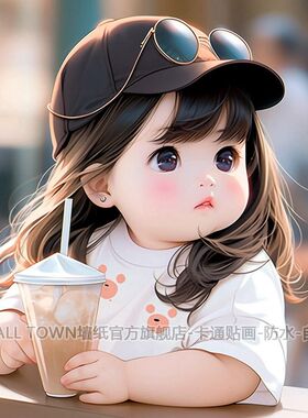 超萌可爱奶茶萌娃贴画