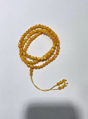金丝贝壳108颗手链手串6毫米圆珠贝壳深海太极纹黄色贝壳类佛珠女
