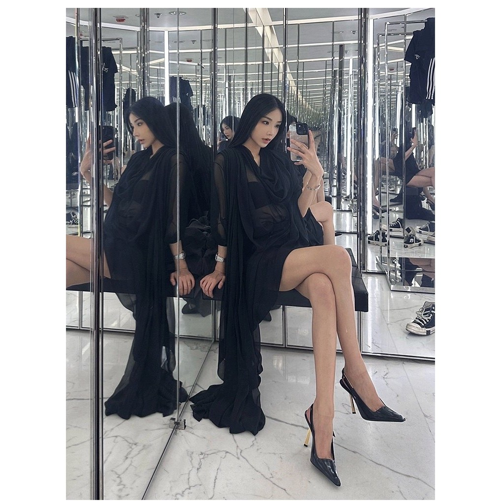 [明星同款]杨树林同款黑色方头后空高跟鞋2024早春新款金属细跟性,淘宝优惠券,粉丝福利购,淘宝优惠卷