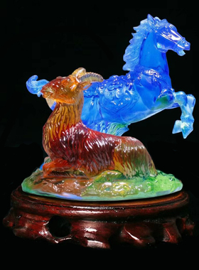 2026属马本命年马羊喜合琉璃摆件