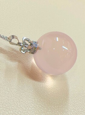天然粉水晶吊坠19.8mm