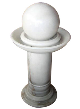 招财白色喷泉大理石摆件风水球