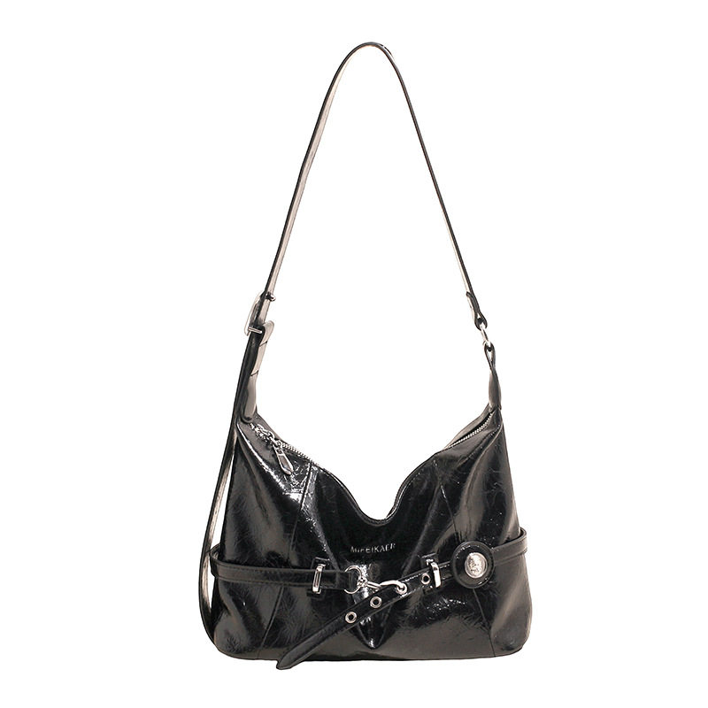 New casual Korean fashion shoulder bag, large capacity, stylish belt decorated crossbody bag, high-end all-match underarm bag