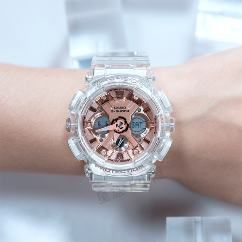 卡西欧地球仪礼盒款透明手表女GMA-S110SR-7/120/D-6900男G-SHOCK - 图0