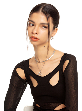 2045系列未来不规则造型镶嵌双层蛇骨镀金项链原创轻奢吊坠锁骨链