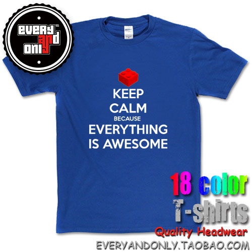 Lego乐高Keep Calm Because Everything Is Awesome日系流行棉T恤-图2