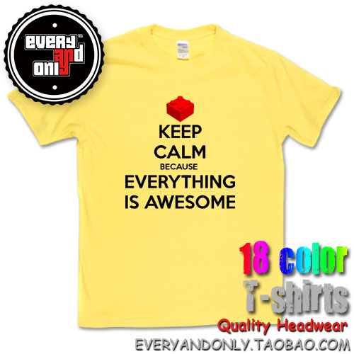 Lego乐高Keep Calm Because Everything Is Awesome日系流行棉T恤-图0