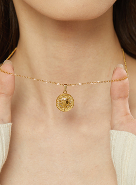 罗马钱币金币ins叠戴锁骨项链