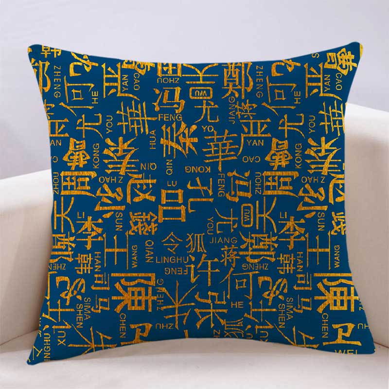 2024兔年新款中式传统百家姓定制抱枕定制礼品靠枕布料汉字靠枕套 - 图0
