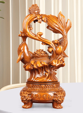 《年年有余》客厅过道电视柜家居装饰鱼摆件（直径20高36cm）YW