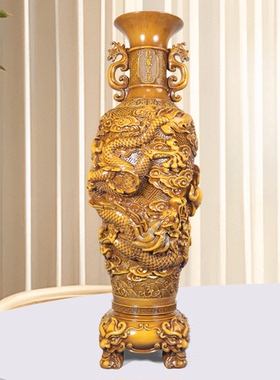 《龙凤呈祥花瓶》客厅大堂电视柜堂屋高档摆件（直径17高47cm）YW