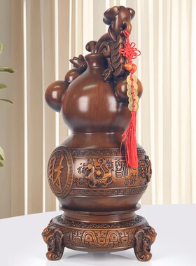 《福禄如意葫芦》带转盘可旋转客厅大堂摆件（直径21高42cm）YW