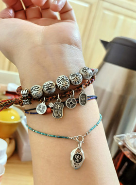 途胜纯银达摩小众创意手链手绳