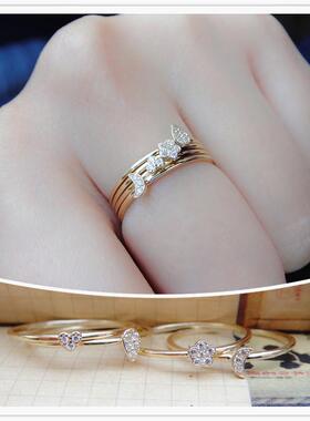 韩国进口钻石戒指时尚素圈指环