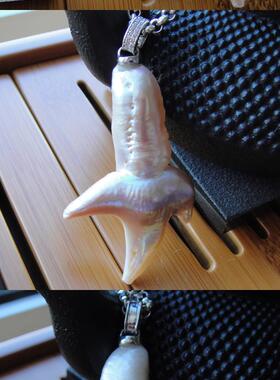 异形大珍珠吊坠纯银厘米毛衣链