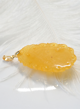 俄料 天然蜜蜡 925银 雕刻无事牌 吊坠 2.75g