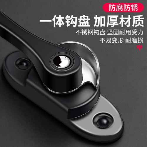 月牙锁通用双向不锈钢推拉门窗防盗锁扣移门钩窗扣配件安全锁扣 - 图0