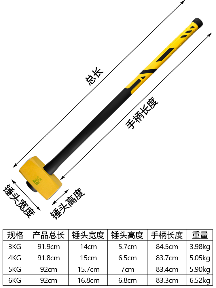 高碳钢八角锤工地用铁锤子实心连体锤砸墙石工大锤重型手锤一体拆 - 图0