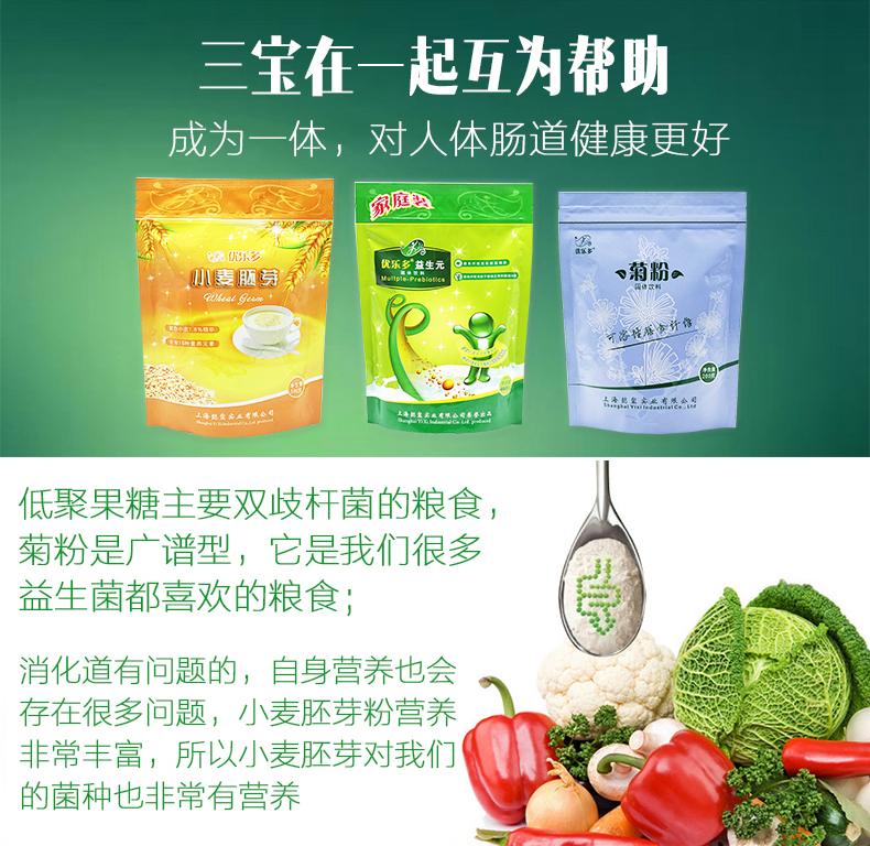 养肠三宝】低聚果糖菊粉小麦胚芽膳食纤维肠胃便益生元菌乳果糖秘高清大图