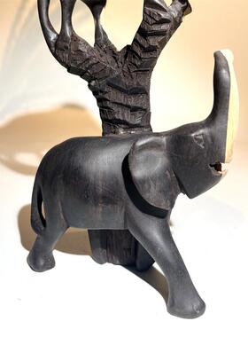 非洲黑木雕大象家居红木摆件