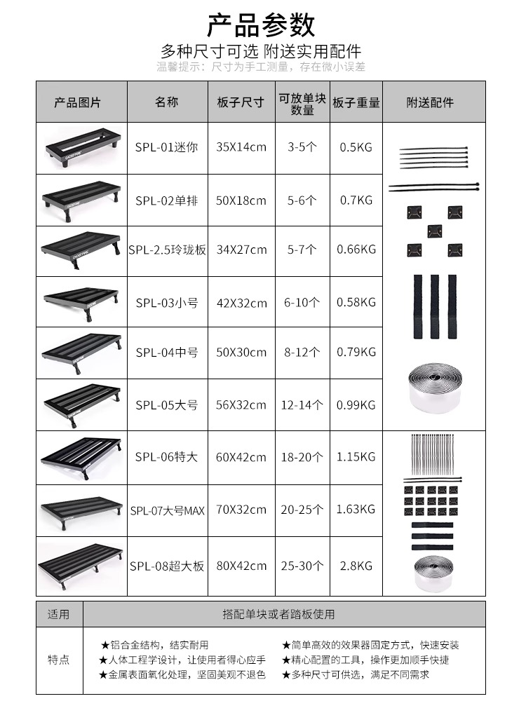 鬼火Super Light系列超轻吉他单块效果器板子包套装轨道板无焊接 - 图2